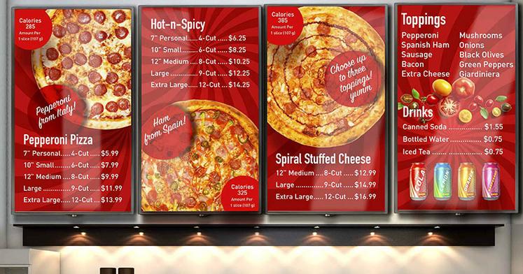 Menús verticales para pizzería
